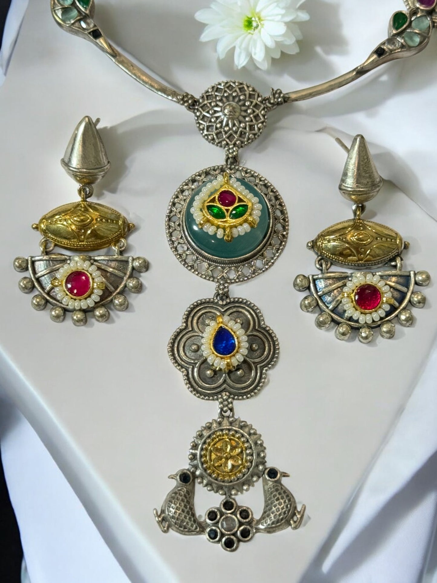 MULTI BHAKTI GERMAN SILVER JEWELLERY SET