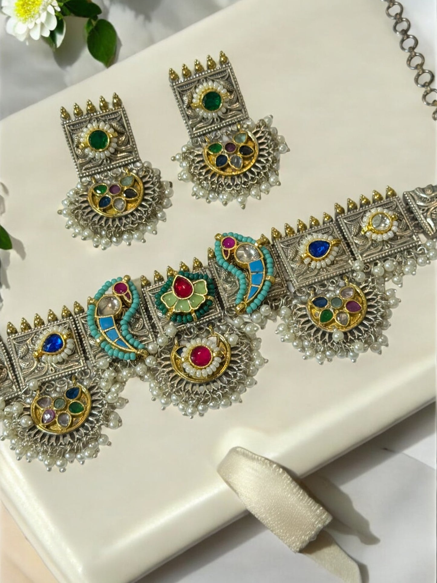 MULTI BINA GERMAN SILVER JEWELLERY SET