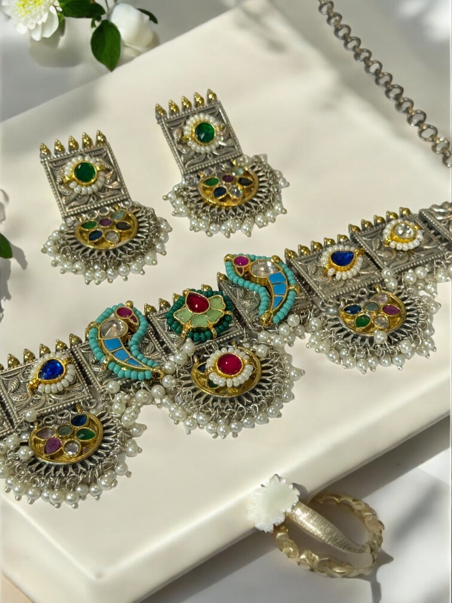 MULTI BINA GERMAN SILVER JEWELLERY SET