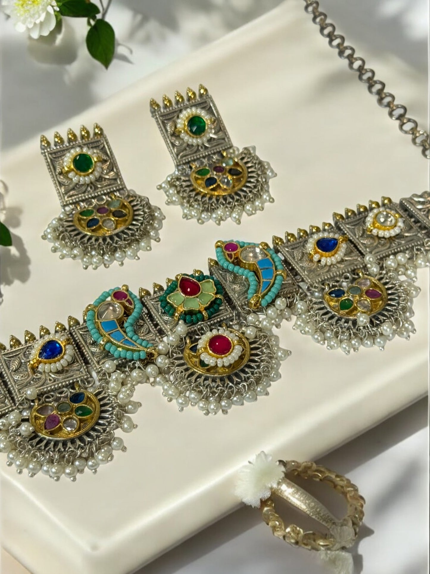 MULTI BINA GERMAN SILVER JEWELLERY SET