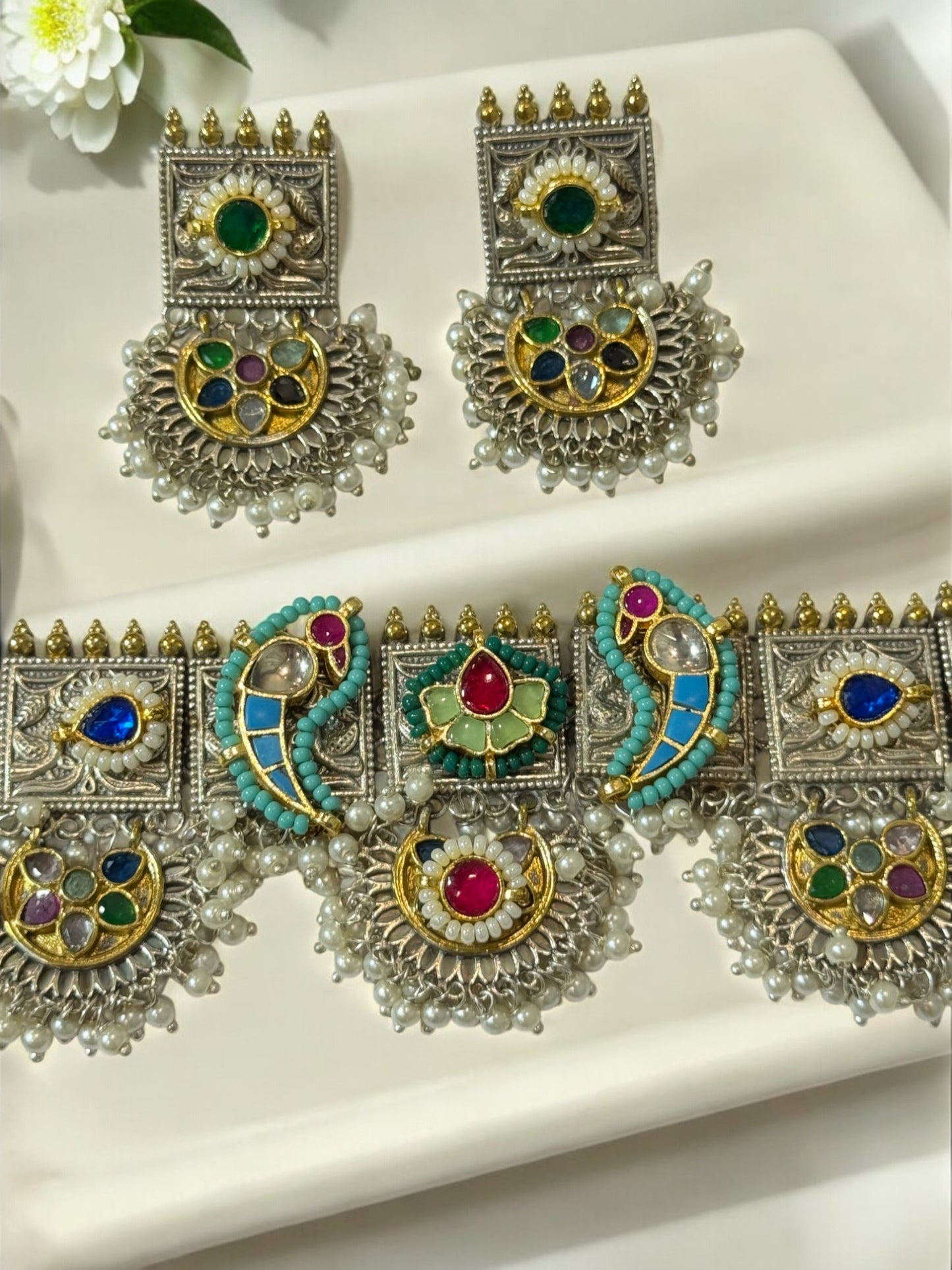 MULTI BINA GERMAN SILVER JEWELLERY SET
