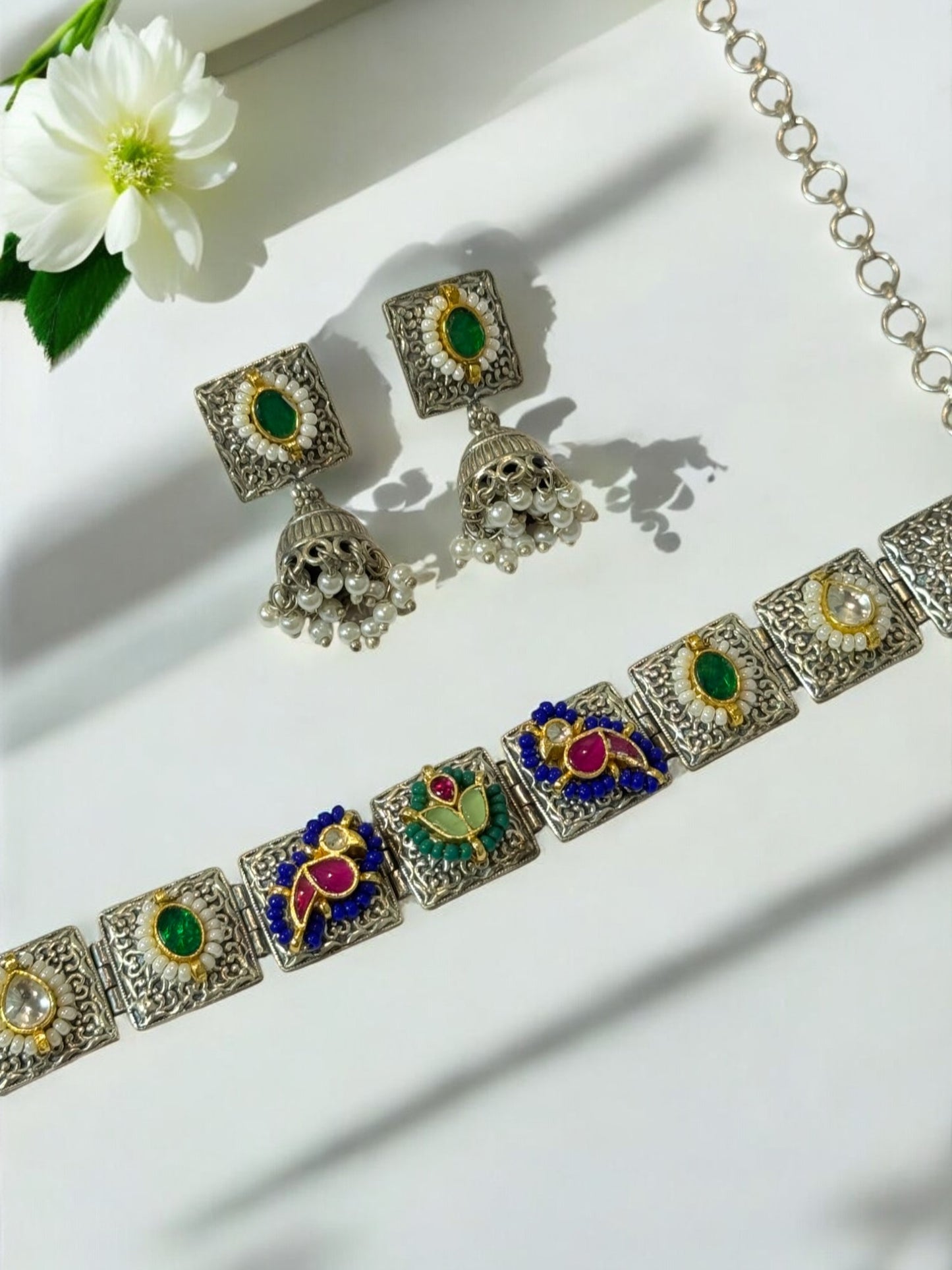 MULTI CHARVIE GERMAN SILVER JEWELLERY SET
