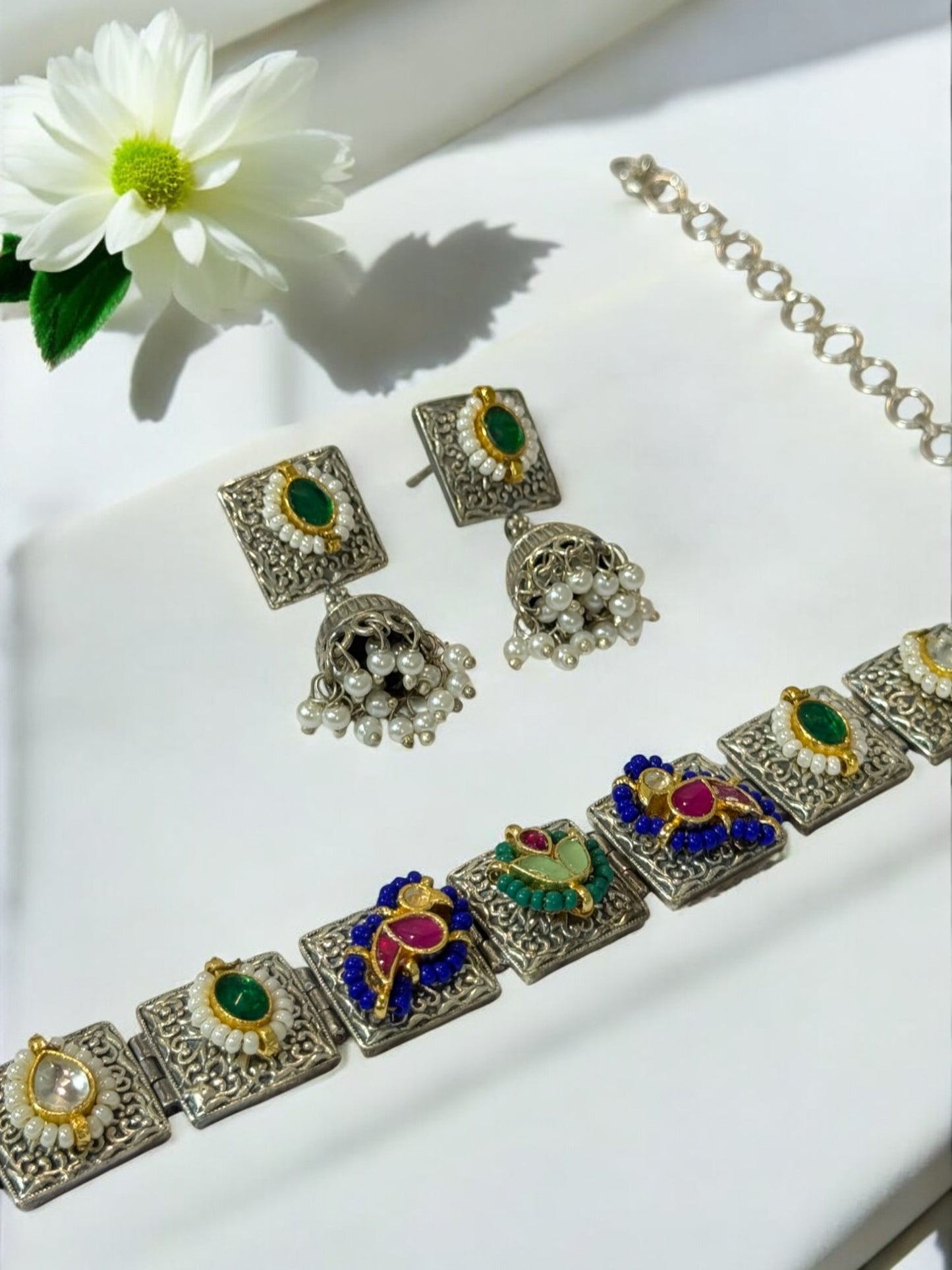 MULTI CHARVIE GERMAN SILVER JEWELLERY SET