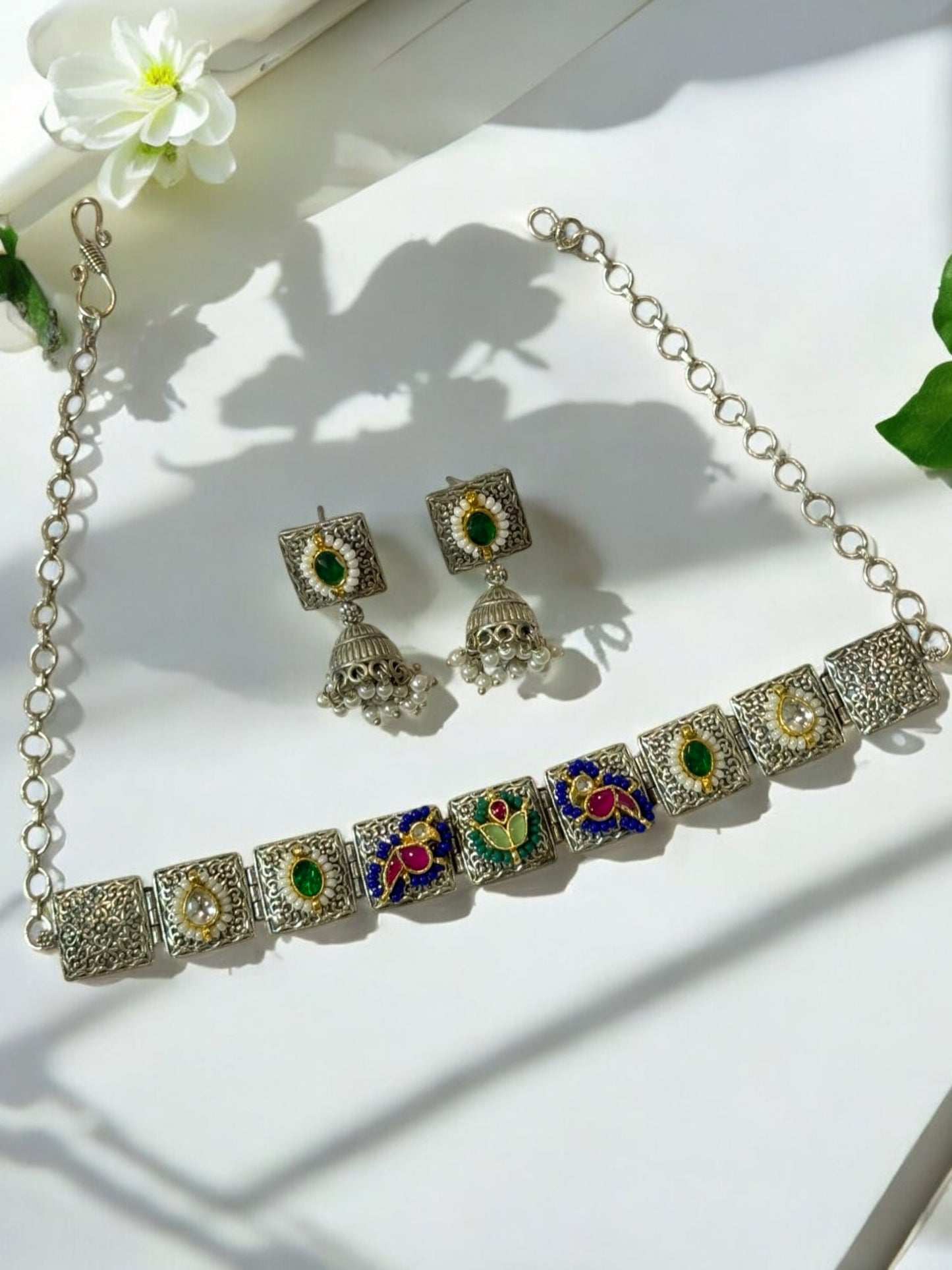 MULTI CHARVIE GERMAN SILVER JEWELLERY SET