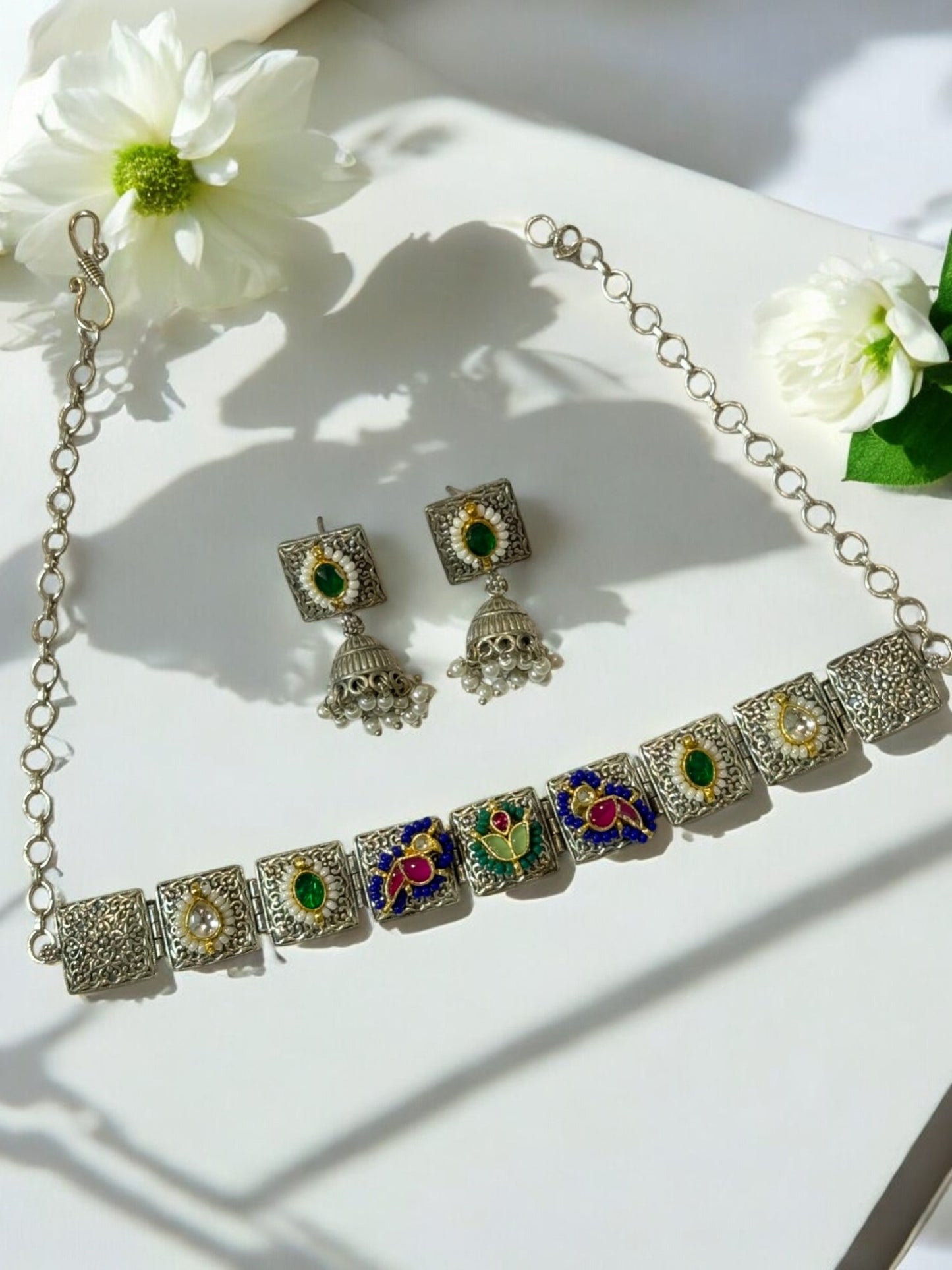 MULTI CHARVIE GERMAN SILVER JEWELLERY SET