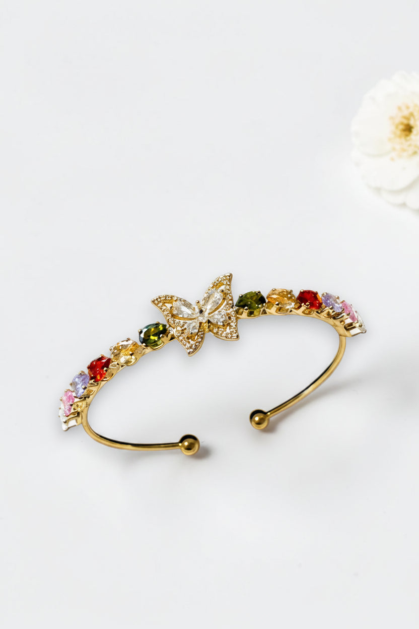 MULTI DIAMOND BUTTERFLY TIRTHIE BRACELET (CUFF)