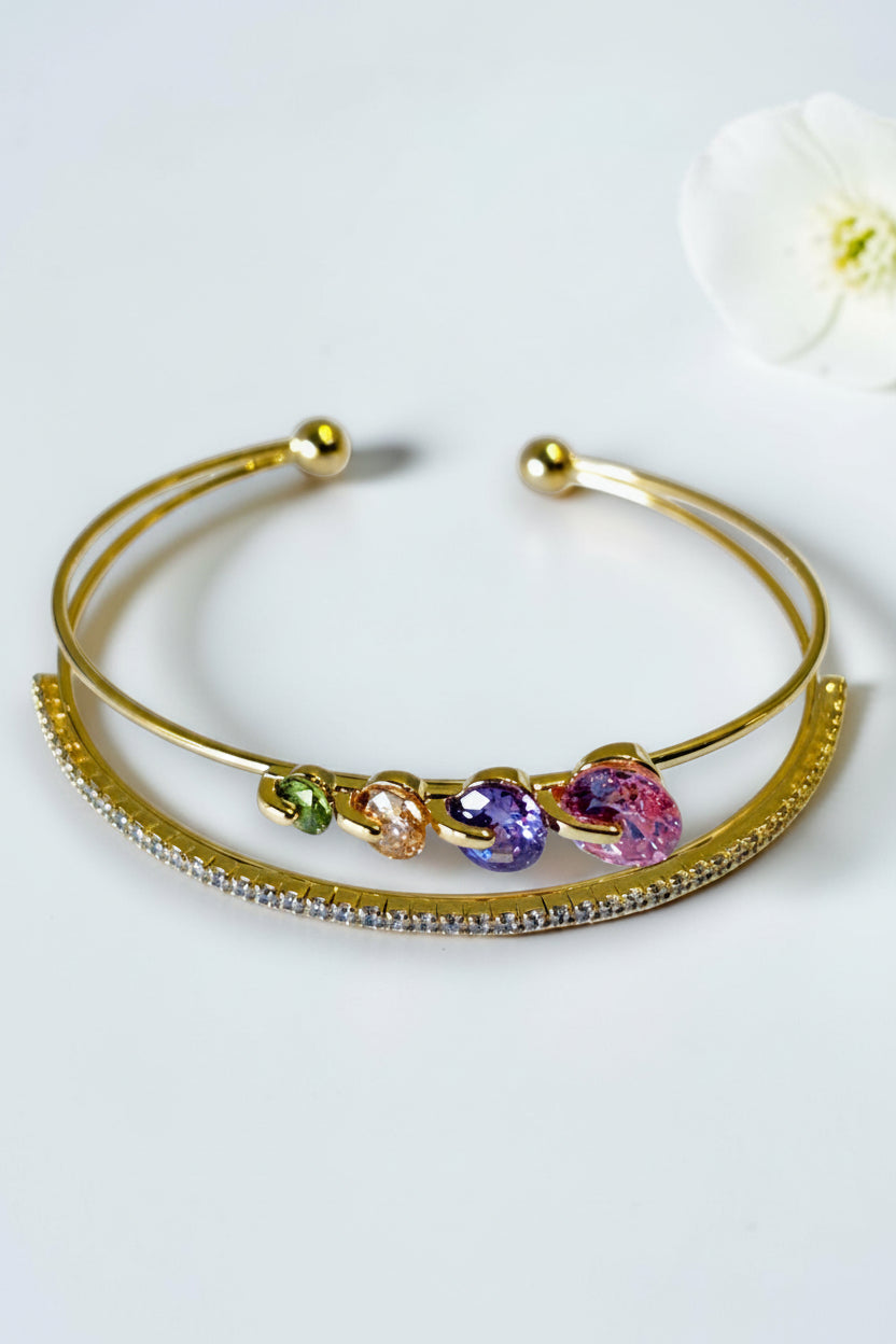 MULTI DIAMOND SLOANE BRACELET (CUFF)