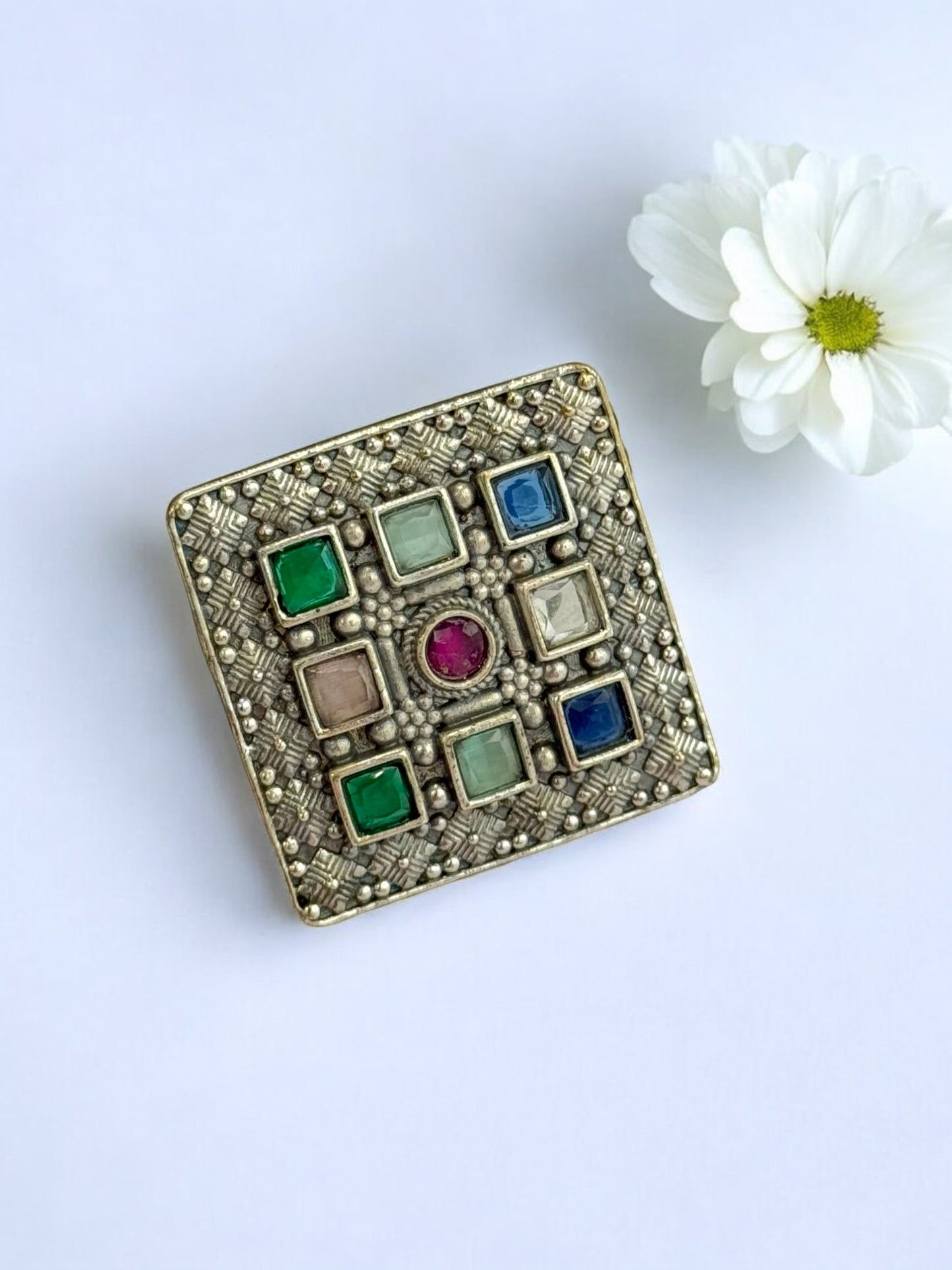 MULTI ISHANI GERMAN SILVER RING