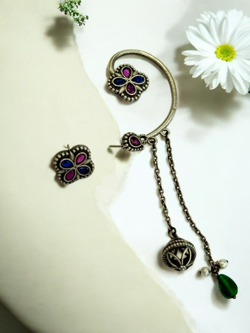 MULTI LILA GERMAN SILVER EAR CUFF