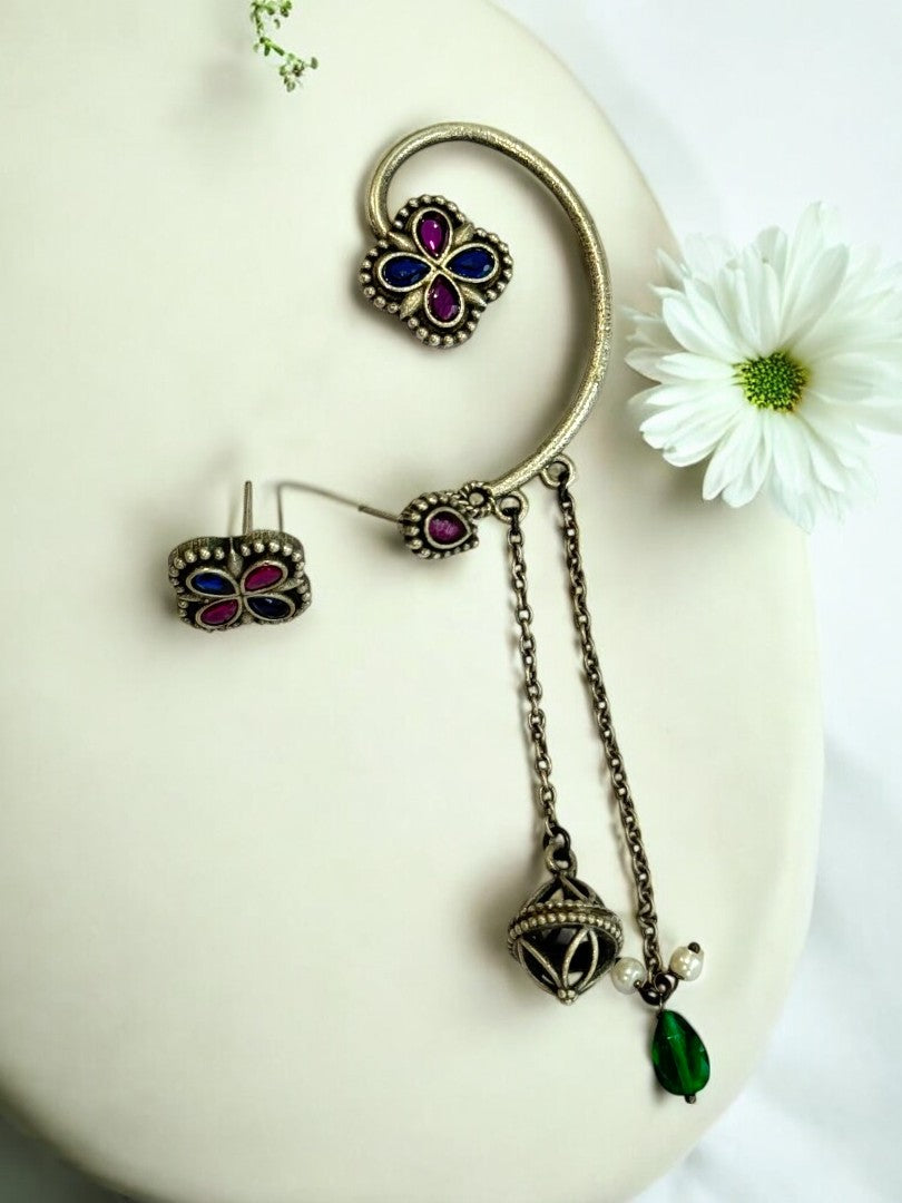 MULTI LILA GERMAN SILVER EAR CUFF