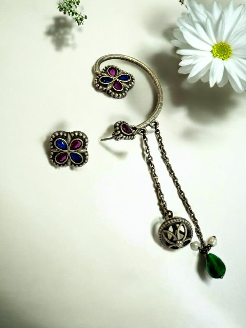MULTI LILA GERMAN SILVER EAR CUFF
