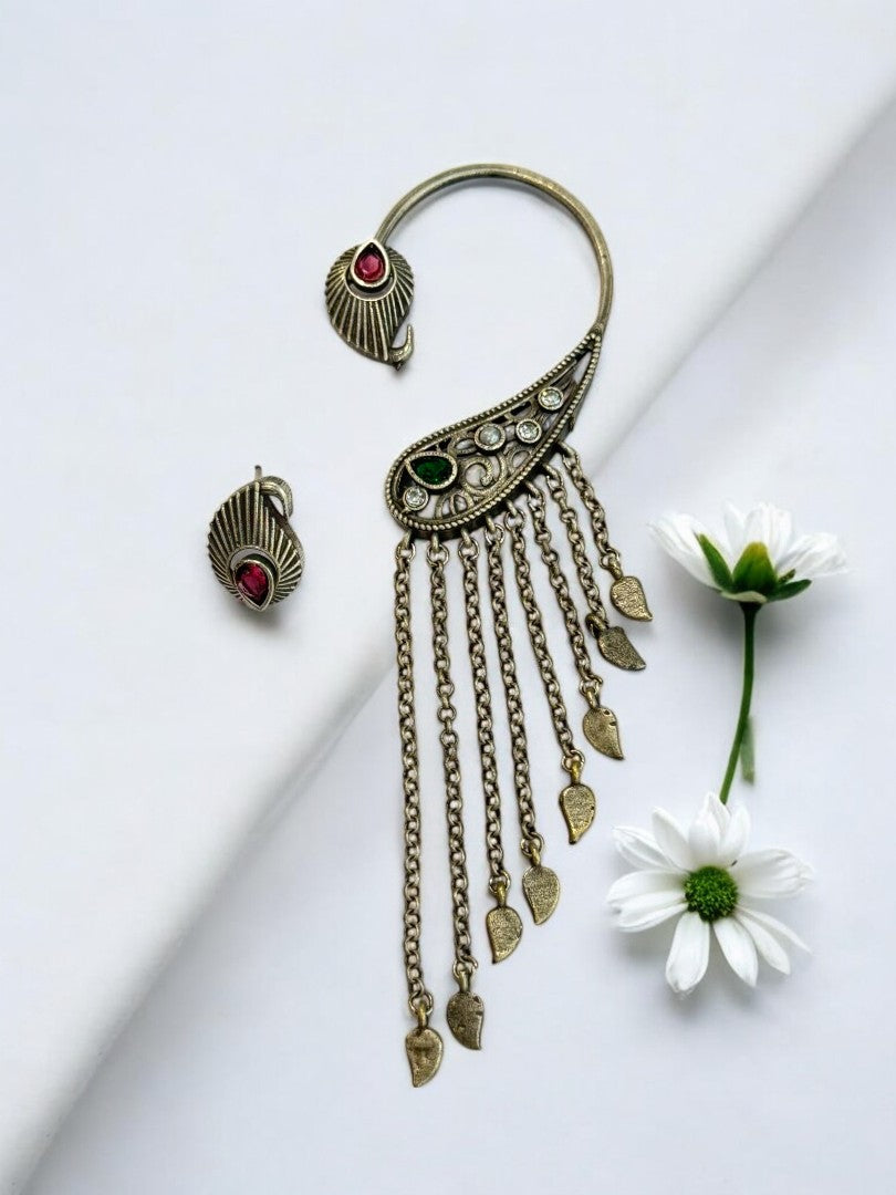 MULTI STONE MAYA GERMAN SILVER JEWELLERY SET
