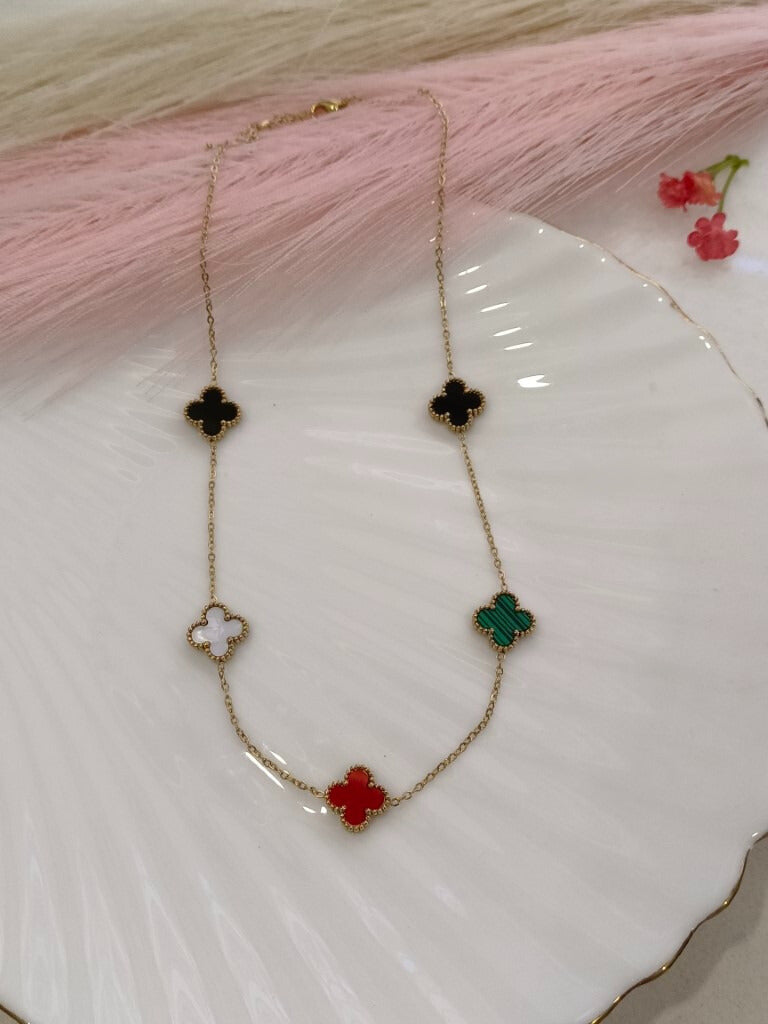 GOLDEN CHAIN WITH MULTI COLOR CLOVER