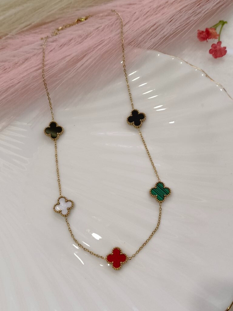 GOLDEN CHAIN WITH MULTI COLOR CLOVER