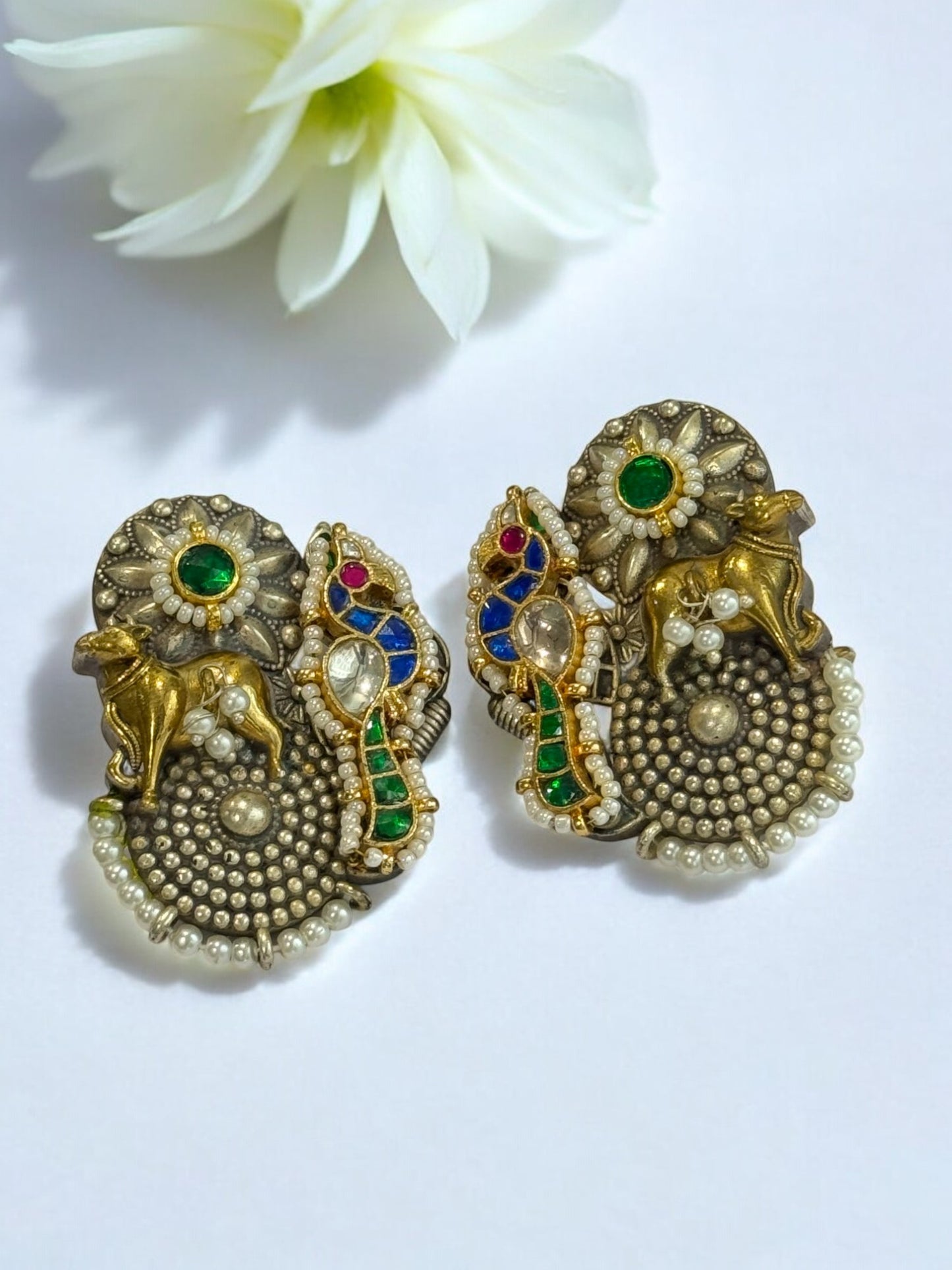 MULTI KHUSHI GERMAN SILVER EARRINGS