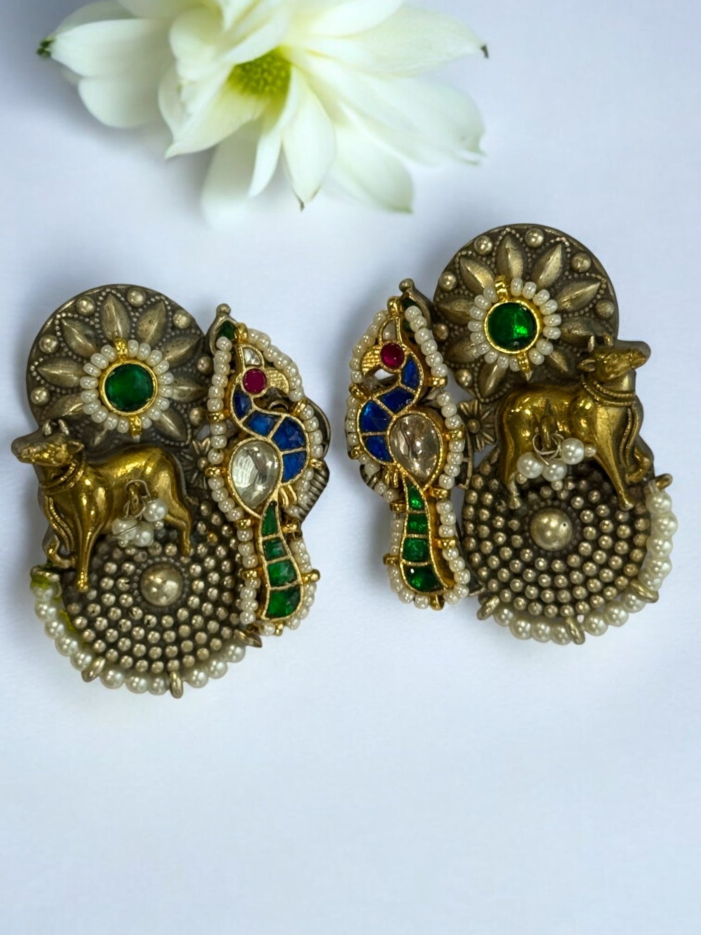 MULTI KHUSHI GERMAN SILVER EARRINGS