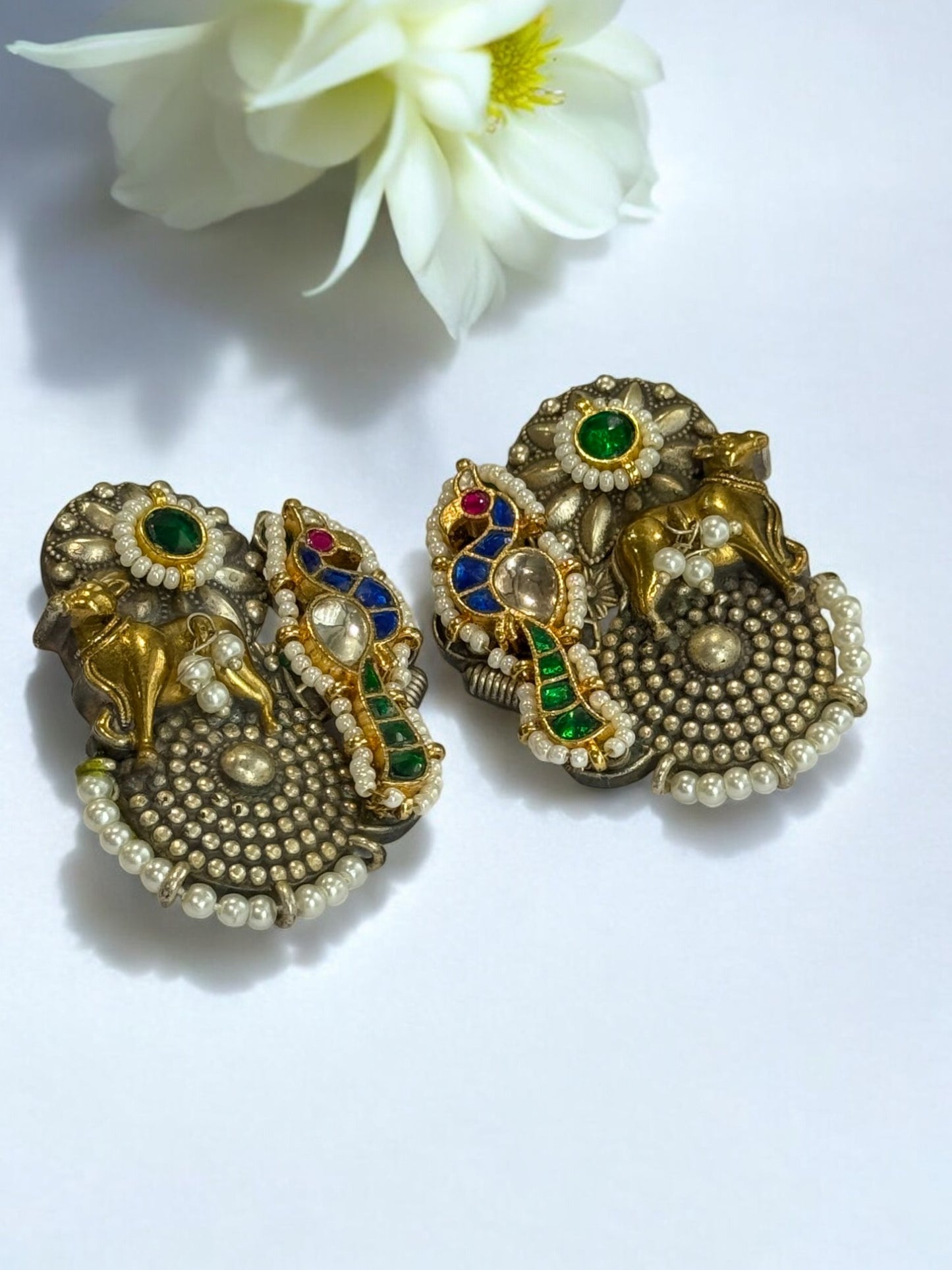 MULTI KHUSHI GERMAN SILVER EARRINGS