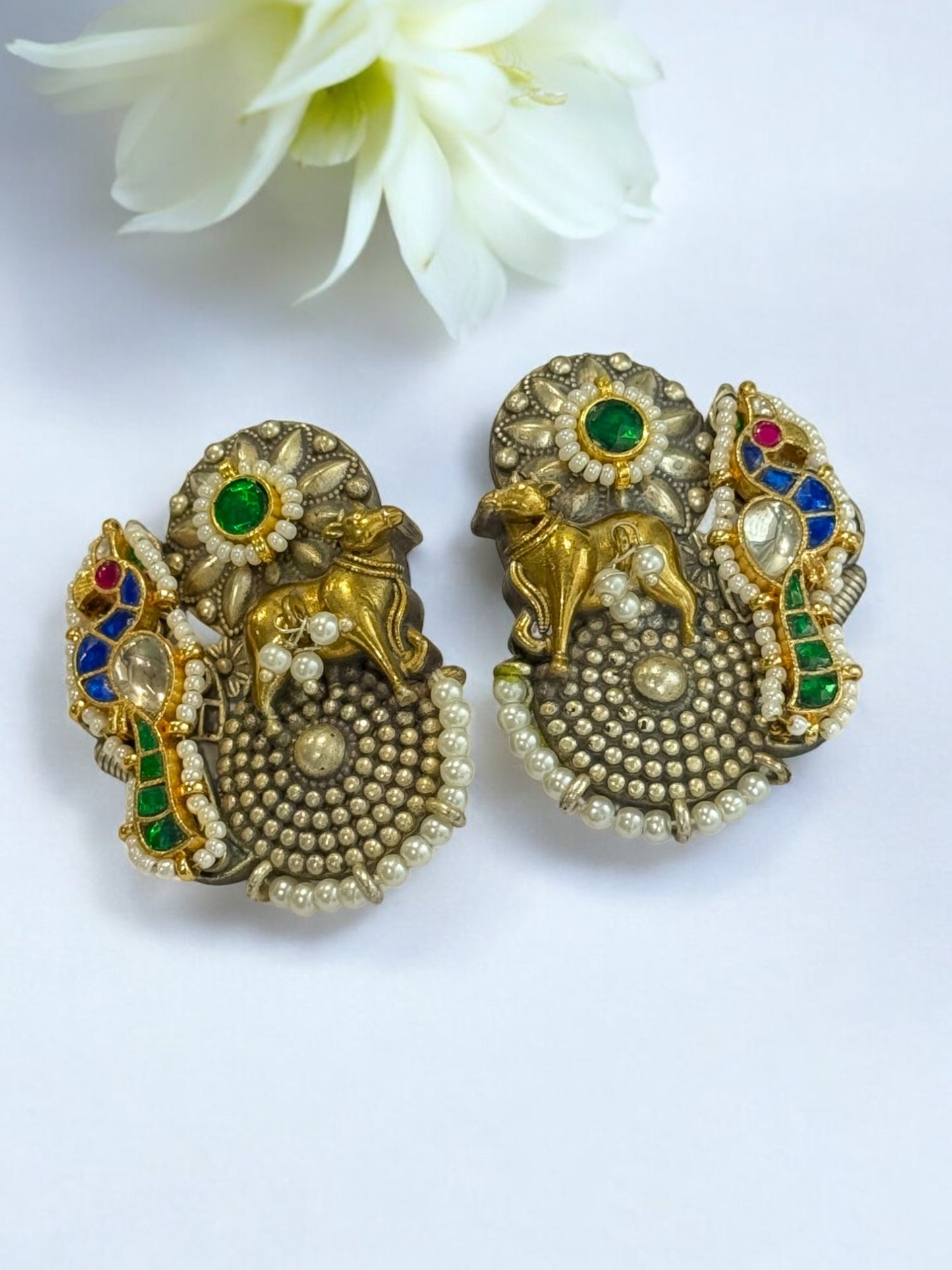MULTI KHUSHI GERMAN SILVER EARRINGS