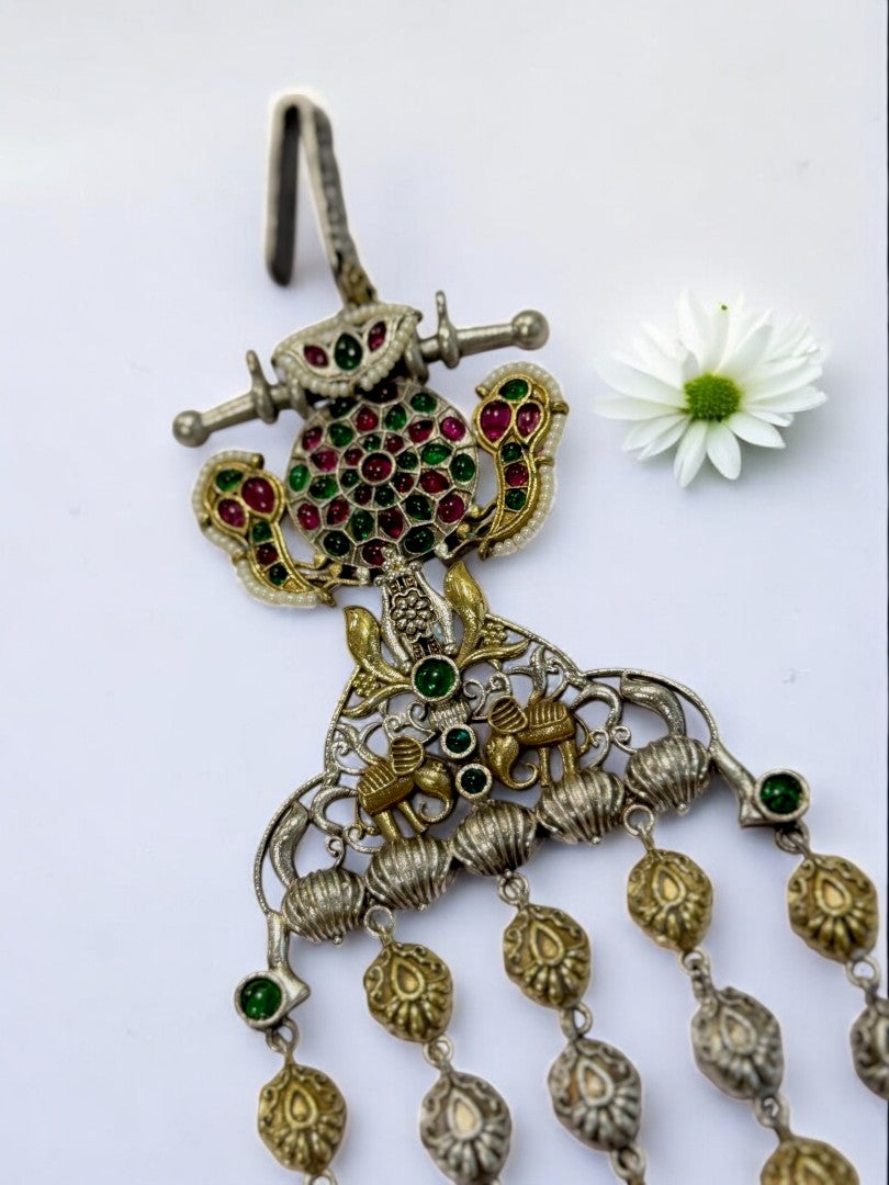 GERMAN SILVER MULTI STONE, ELEPHANT MOTIF, CHAIN JUDA