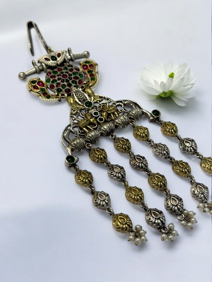 GERMAN SILVER MULTI STONE, ELEPHANT MOTIF, CHAIN JUDA