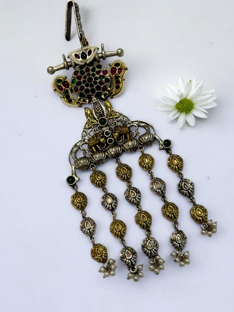 GERMAN SILVER MULTI STONE, ELEPHANT MOTIF, CHAIN JUDA
