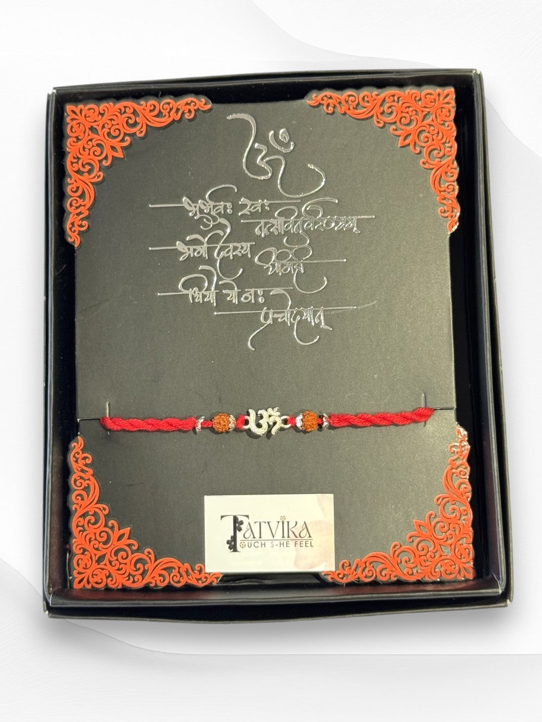OM RUDHRAKSH SAANVI PURE SILVER RAKHI