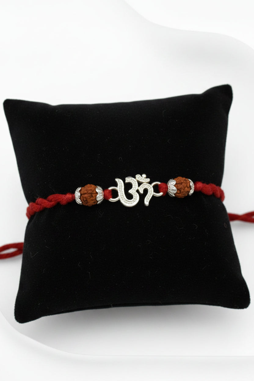 OM RUDHRAKSH SAANVI SILVER RAKHI