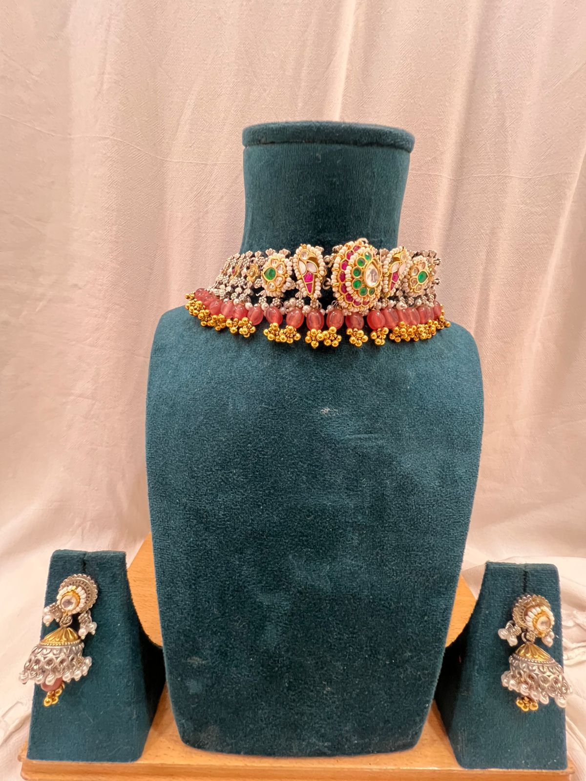 ORANGE ONIMA GERMAN SILVER JEWELLERY SET
