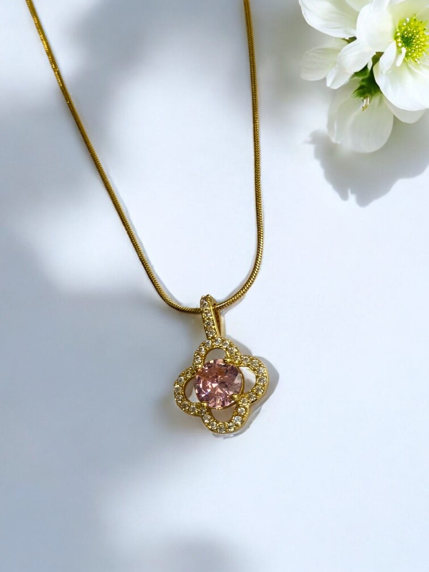 PINK DIAMOND BODHI NECKLACE