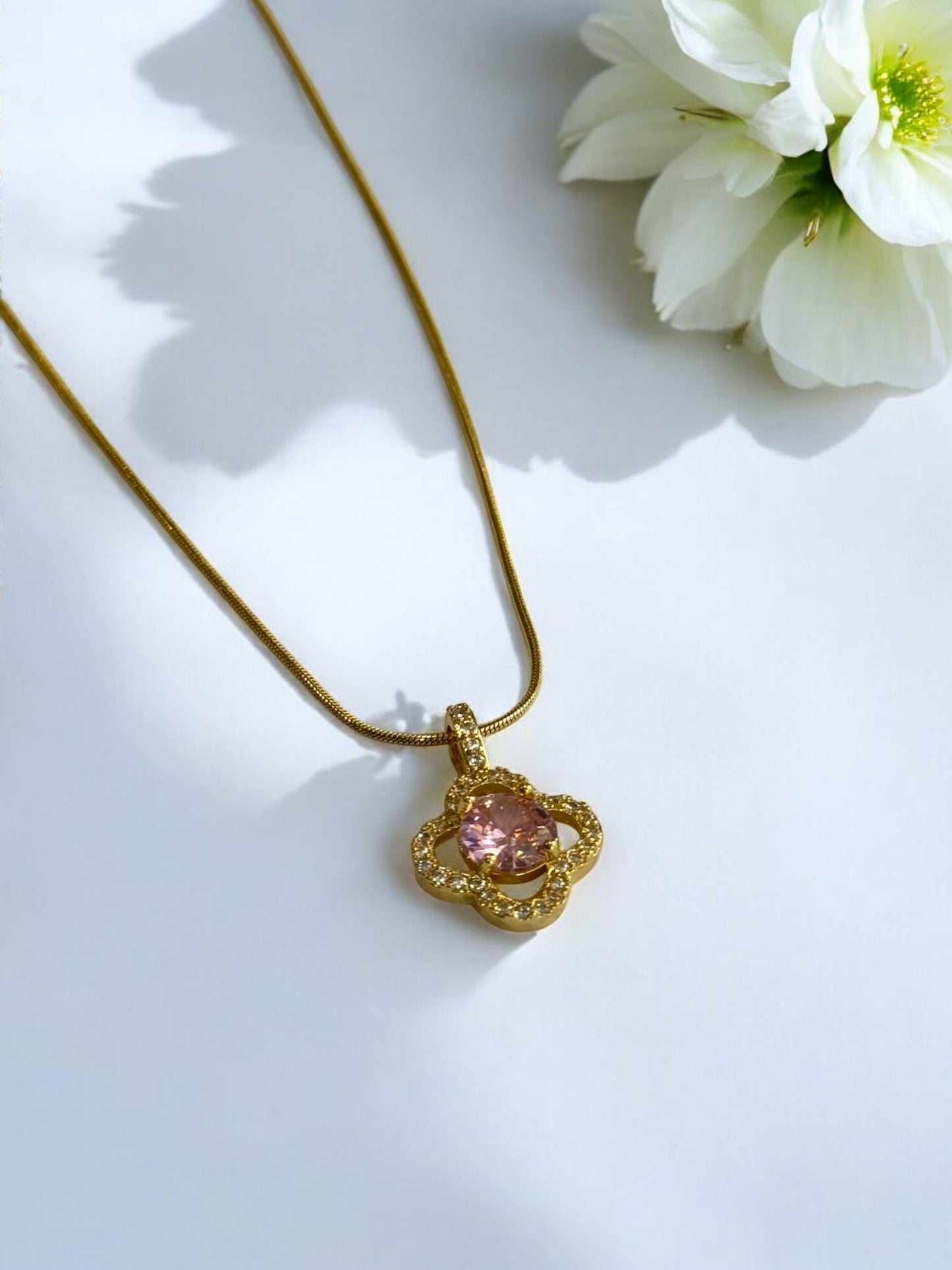 PINK DIAMOND BODHI NECKLACE