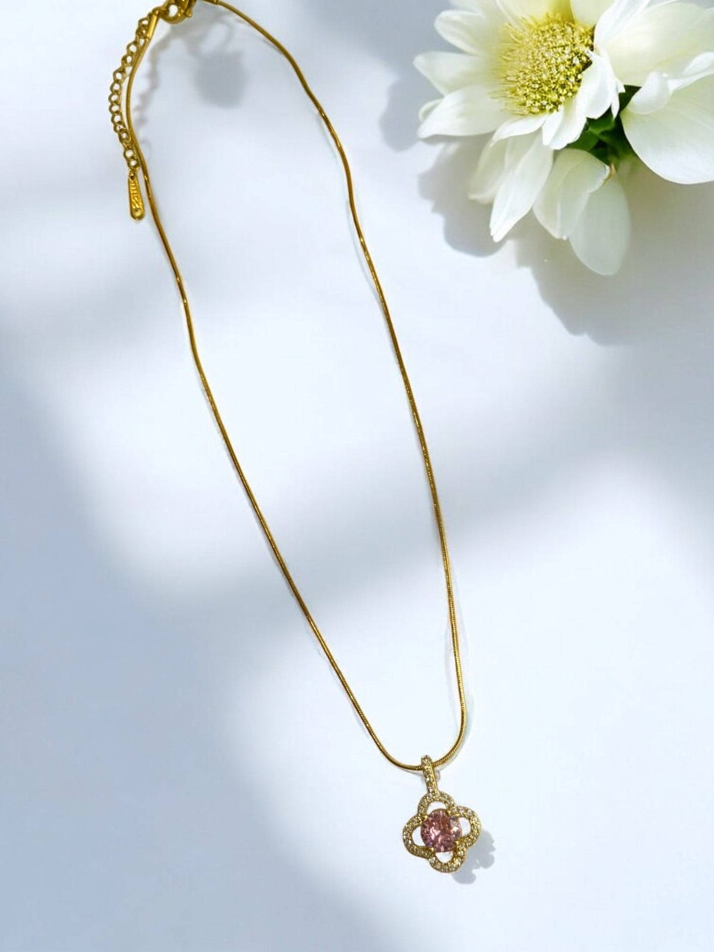 PINK DIAMOND BODHI NECKLACE