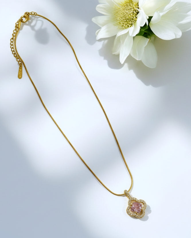 PINK DIAMOND BODHI NECKLACE