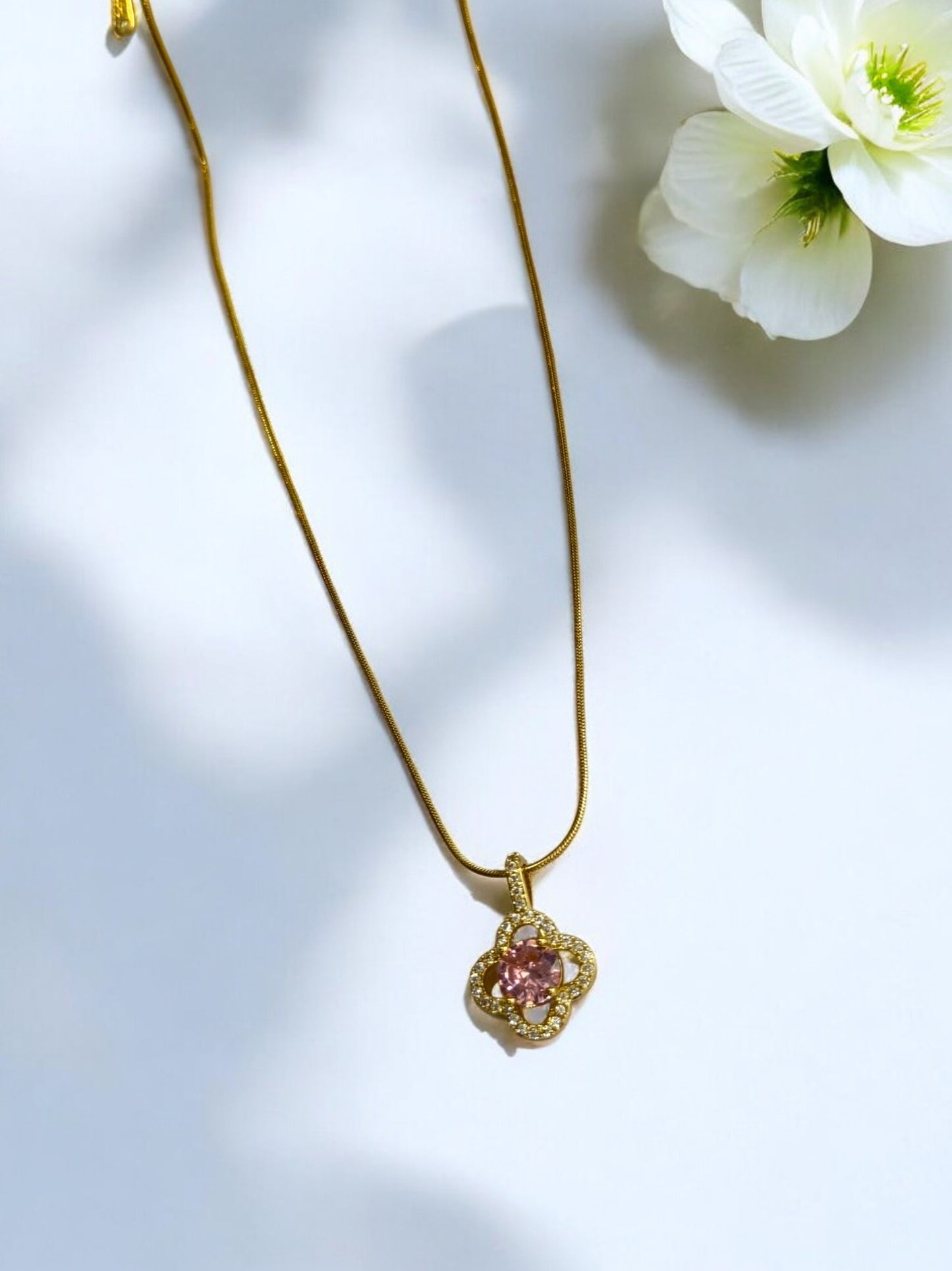 PINK DIAMOND BODHI NECKLACE