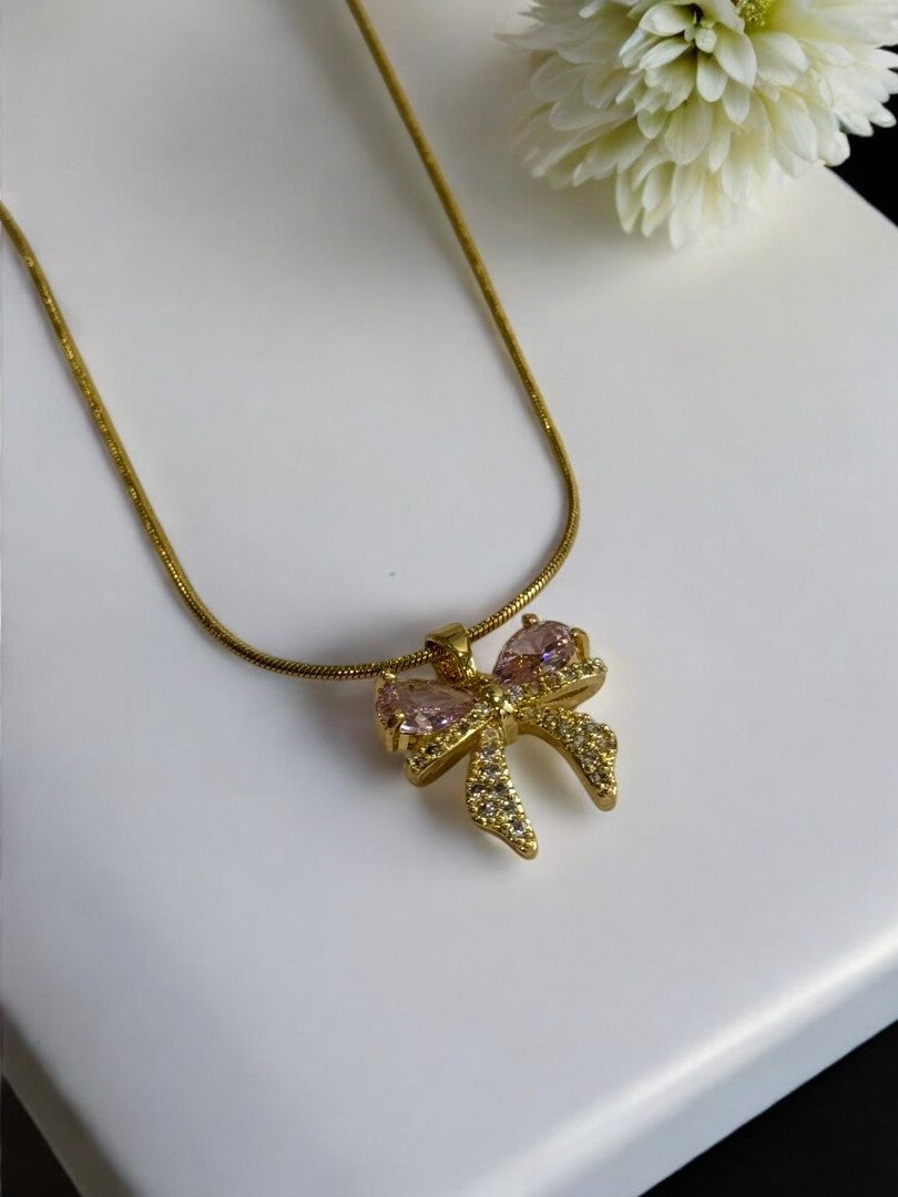 PINK DIAMOND BOW DENNEY NECKLACE