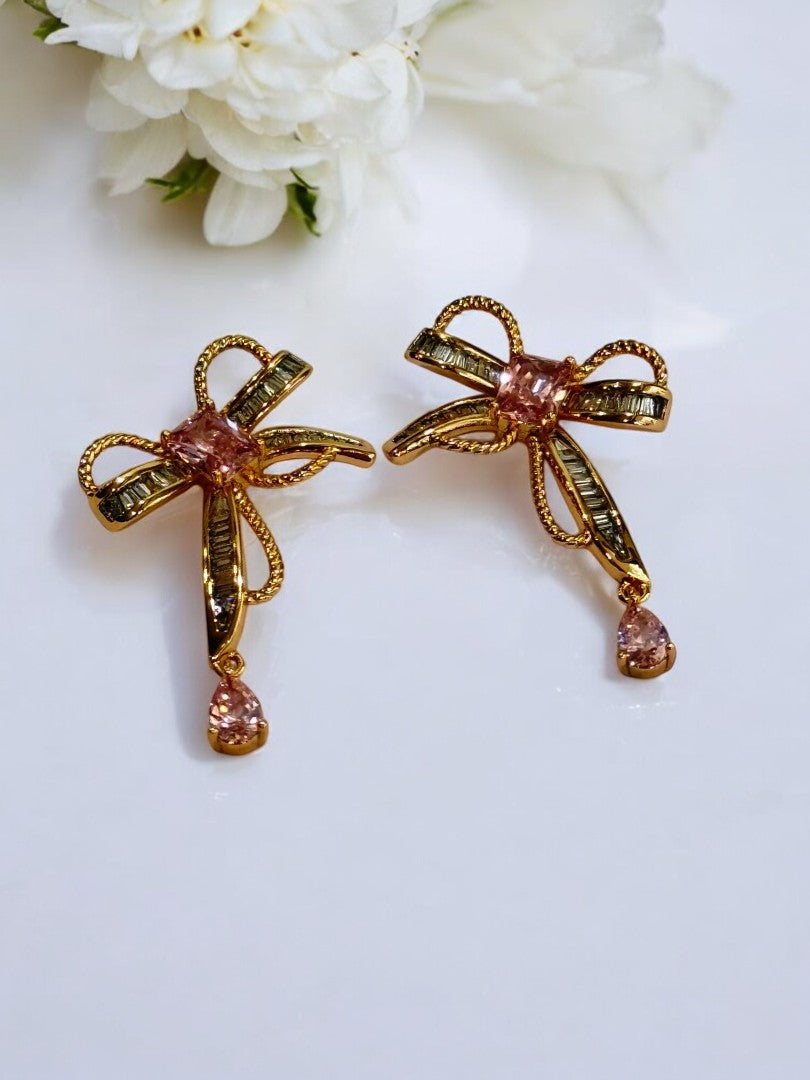 PINK DIAMOND BOW EDISON EARRINGS
