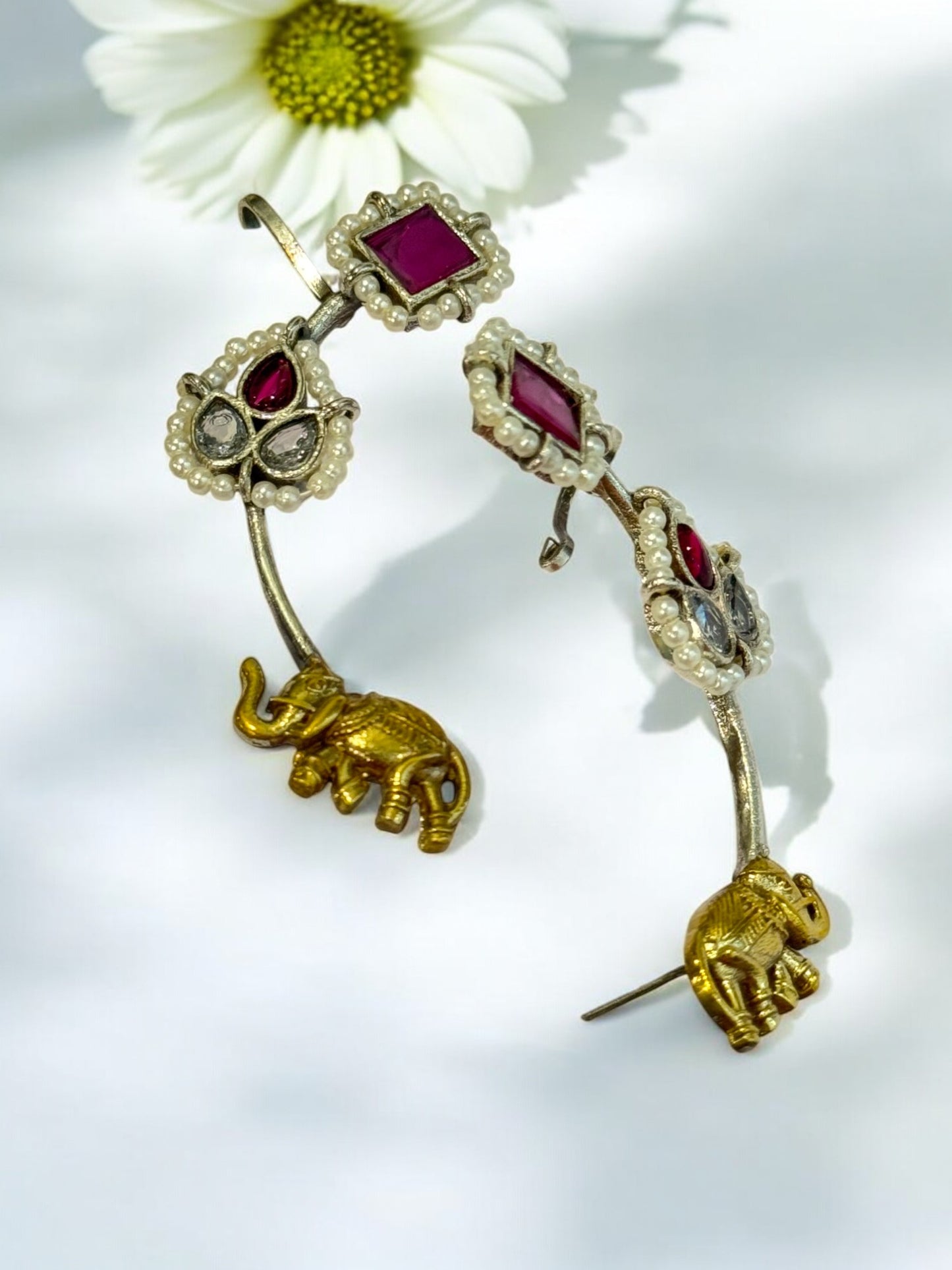 PINK TARIKA GERMAN SILVER EAR CUFF