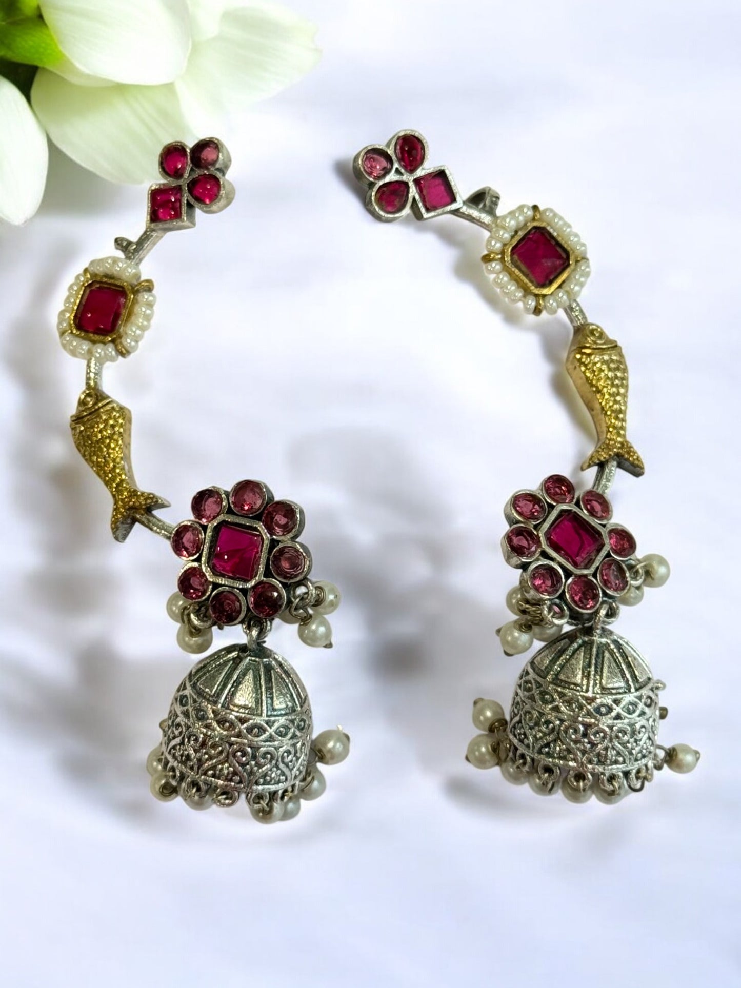 PINK ZHUHI GERMAN SILVER EAR CUFF