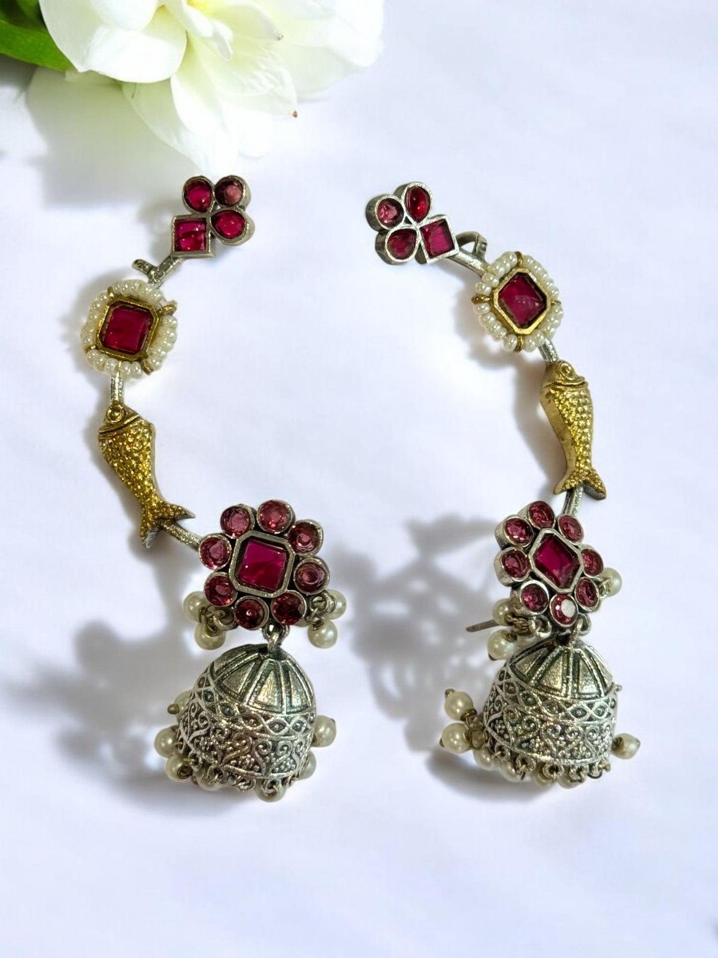 PINK ZHUHI GERMAN SILVER EAR CUFF