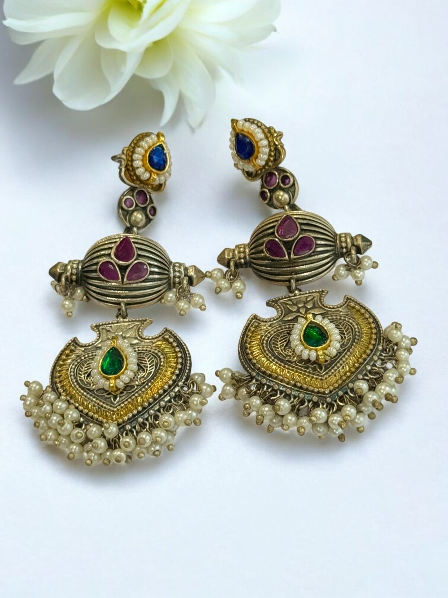 PINK DEEPMALA GERMAN SILVER EARRINGS