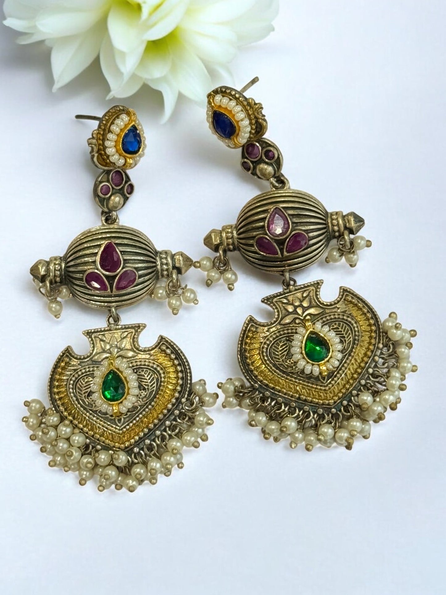 PINK DEEPMALA GERMAN SILVER EARRINGS