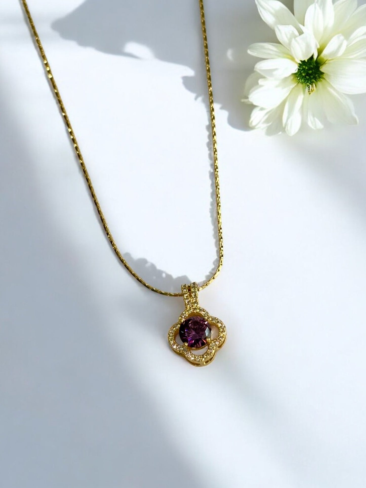 PURPLE DIAMOND BODHI NECKLACE