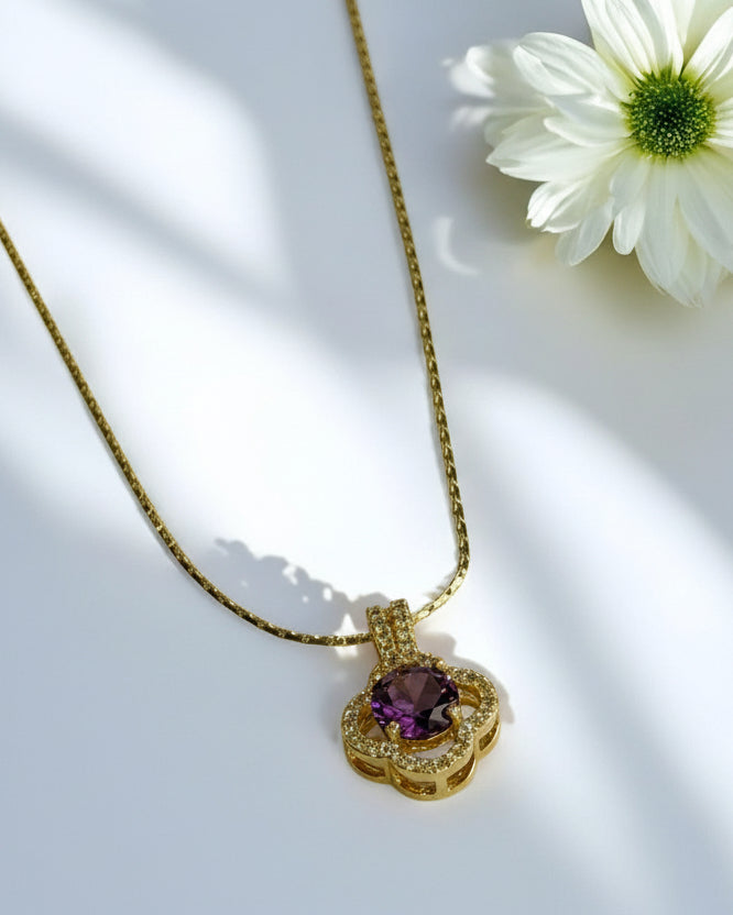 PURPLE DIAMOND BODHI NECKLACE