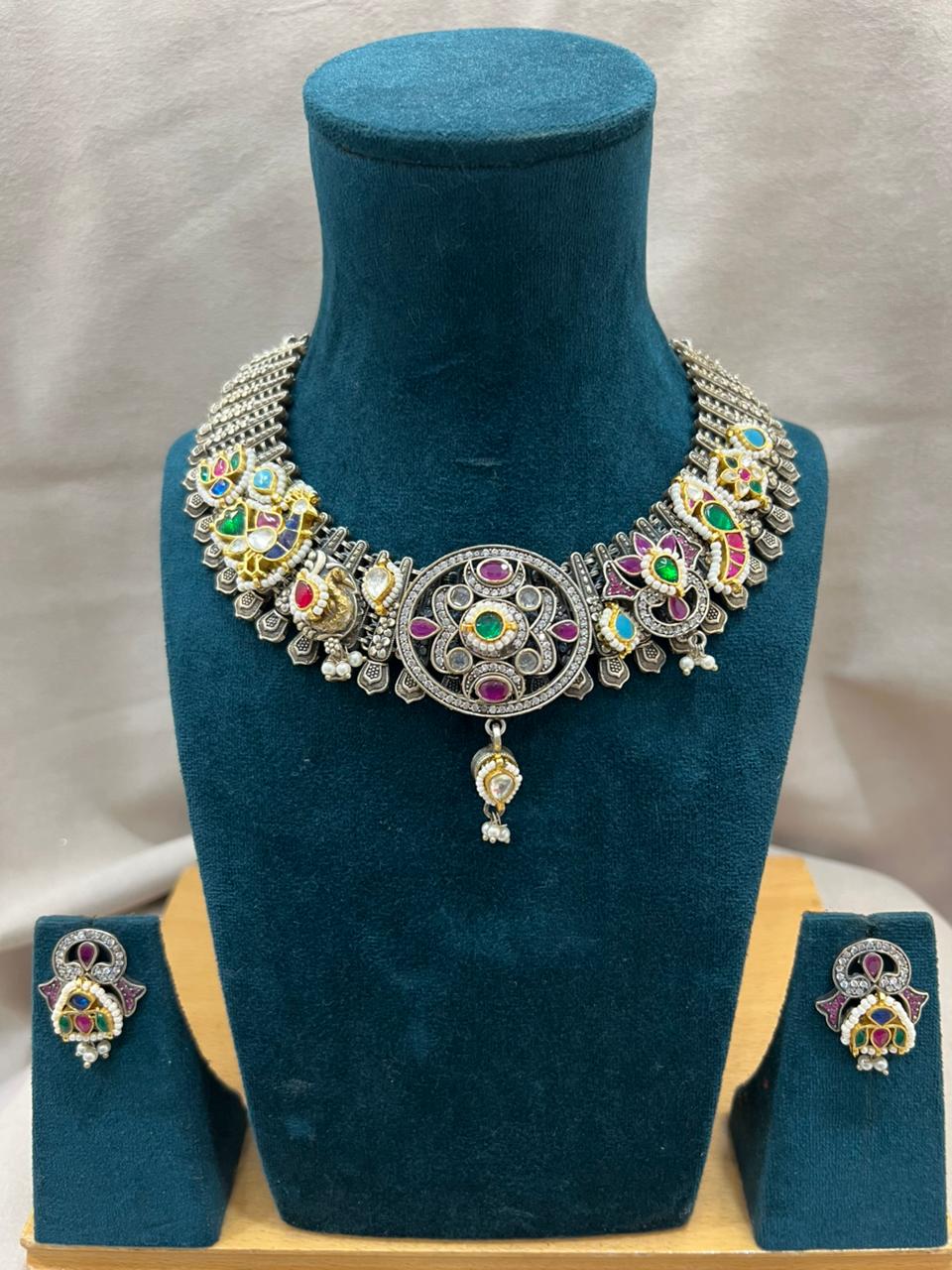 PURPLE MEETANYA GERMAN SILVER JEWELLERY SET