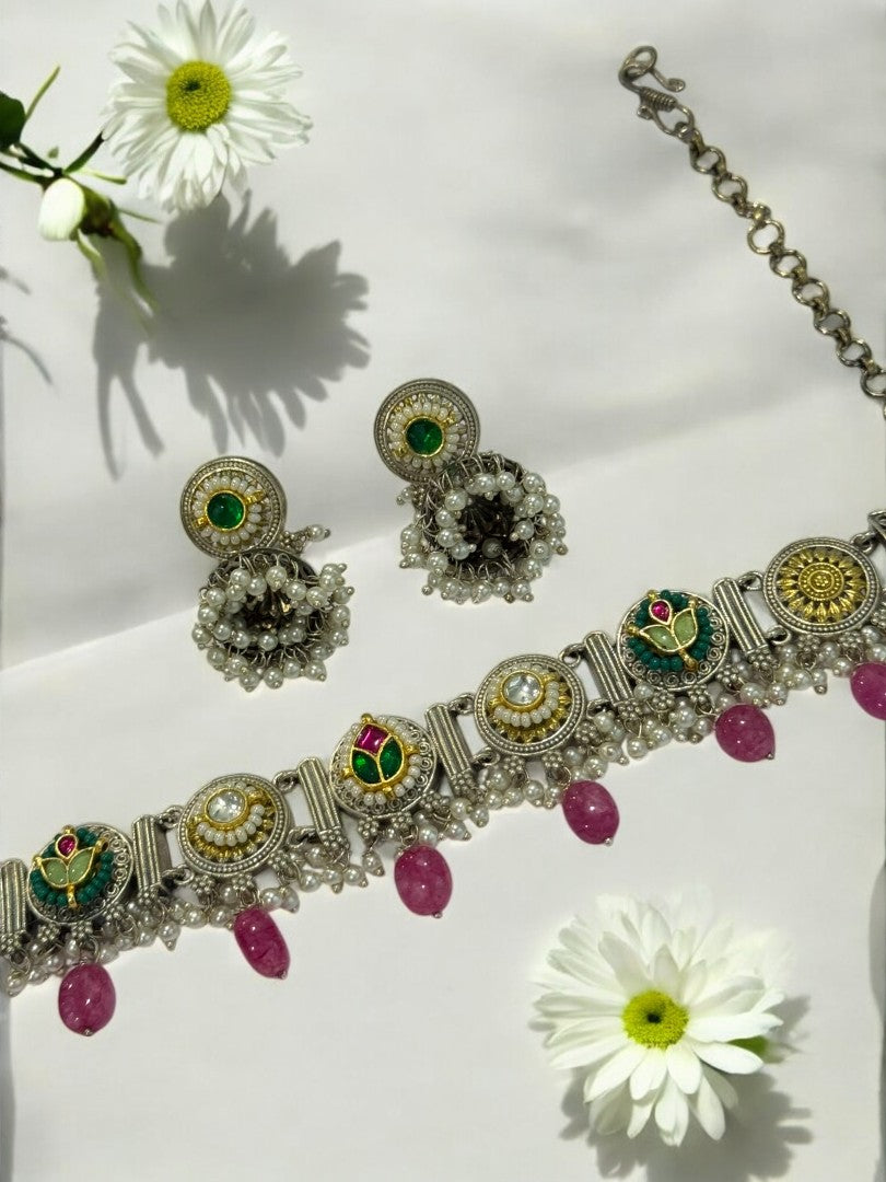 RUBY ARINA GERMAN SILVER JEWELLERY SET