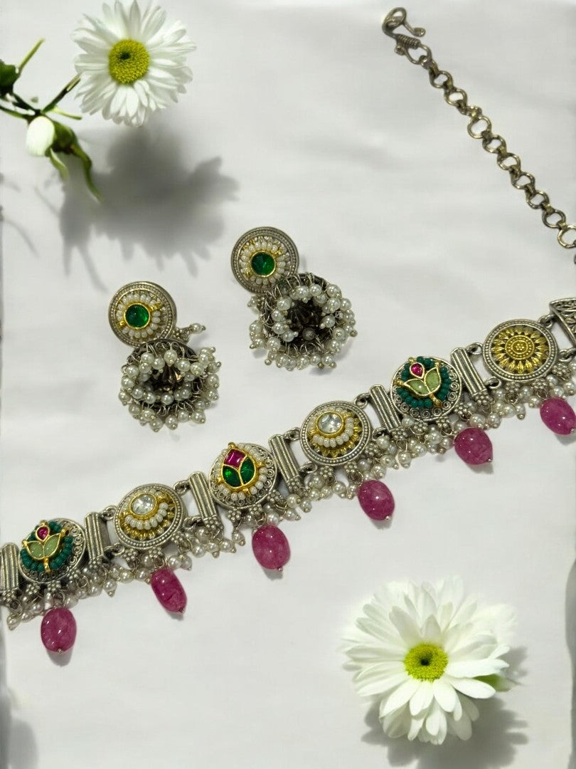 RUBY ARINA GERMAN SILVER JEWELLERY SET