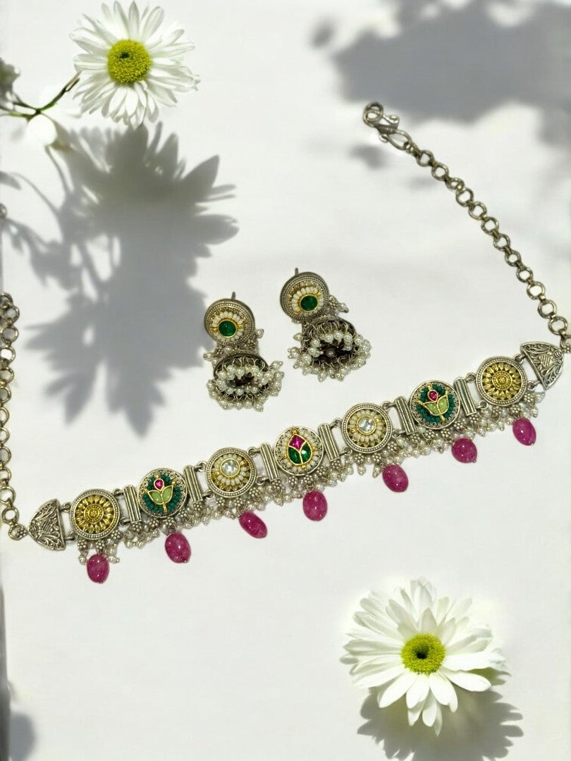 RUBY ARINA GERMAN SILVER JEWELLERY SET