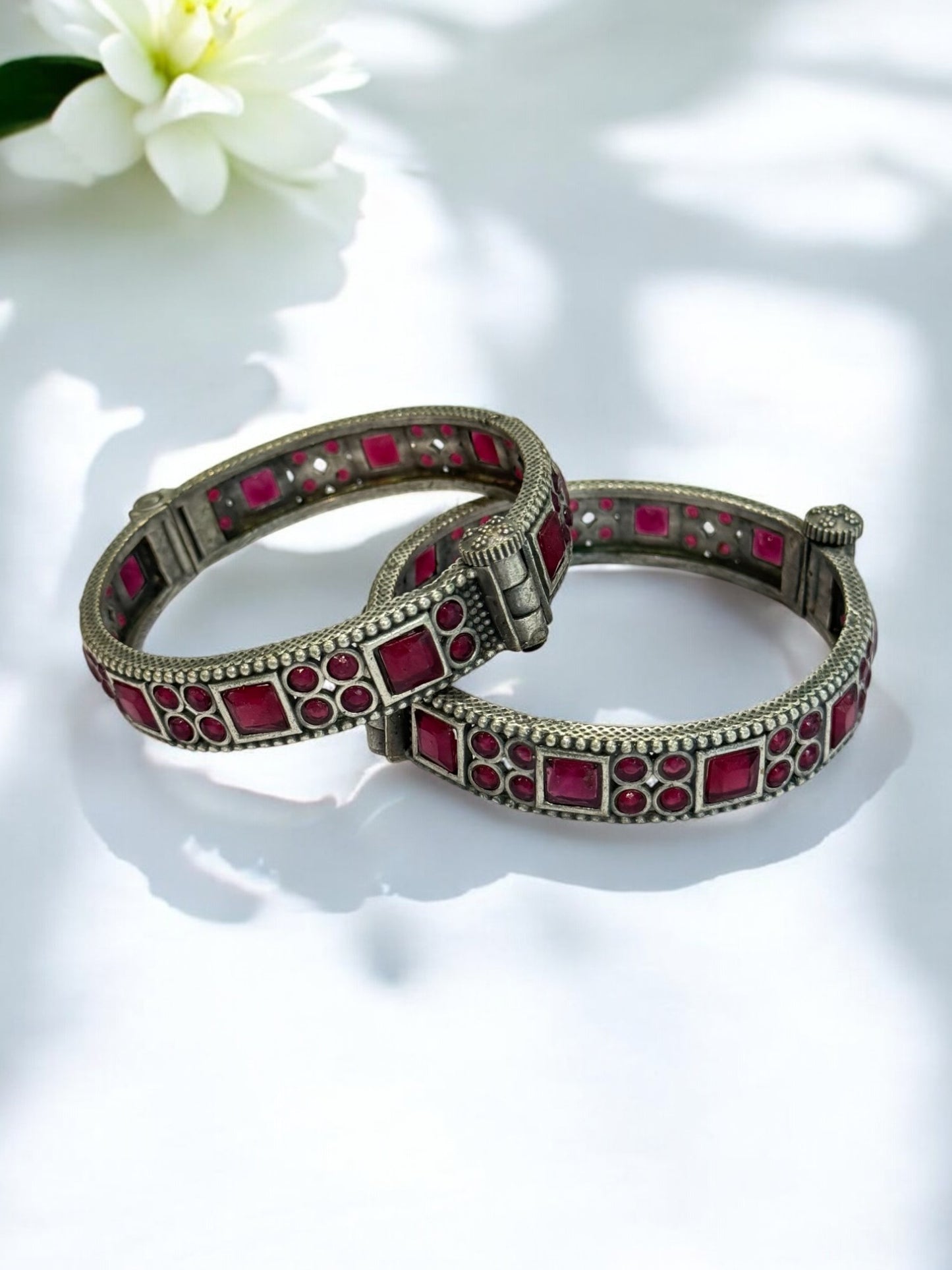 RUBY ATIKA GERMAN SILVER BANGLE