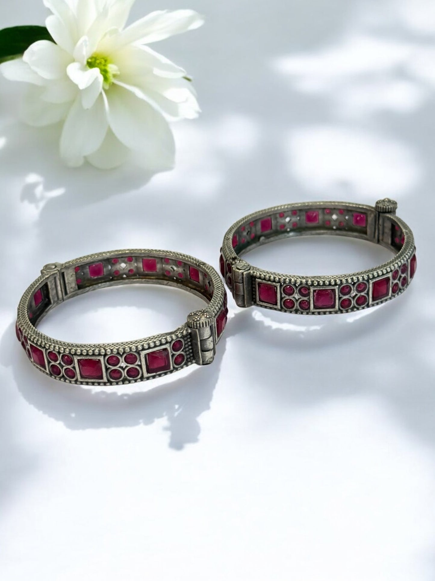 RUBY ATIKA GERMAN SILVER BANGLE