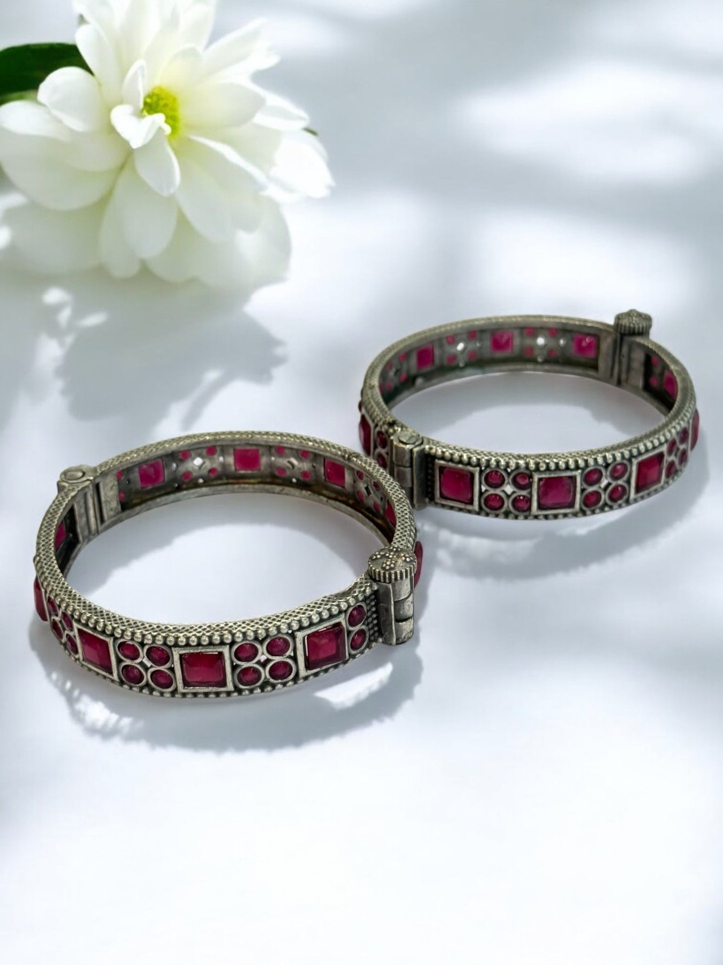 RUBY ATIKA GERMAN SILVER BANGLE