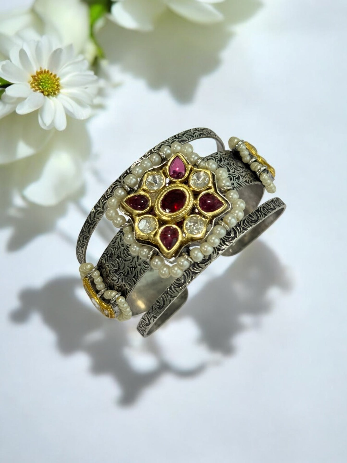 RUBY KHUSMAN GERMAN SILVER BANGLE
